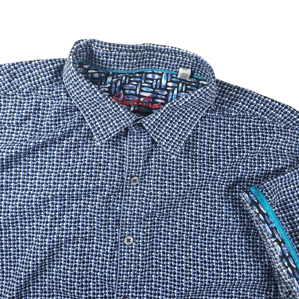 Robert Graham Short Sleeve Button Up Shirt Mens XXL Blue Geometric Classic Fit